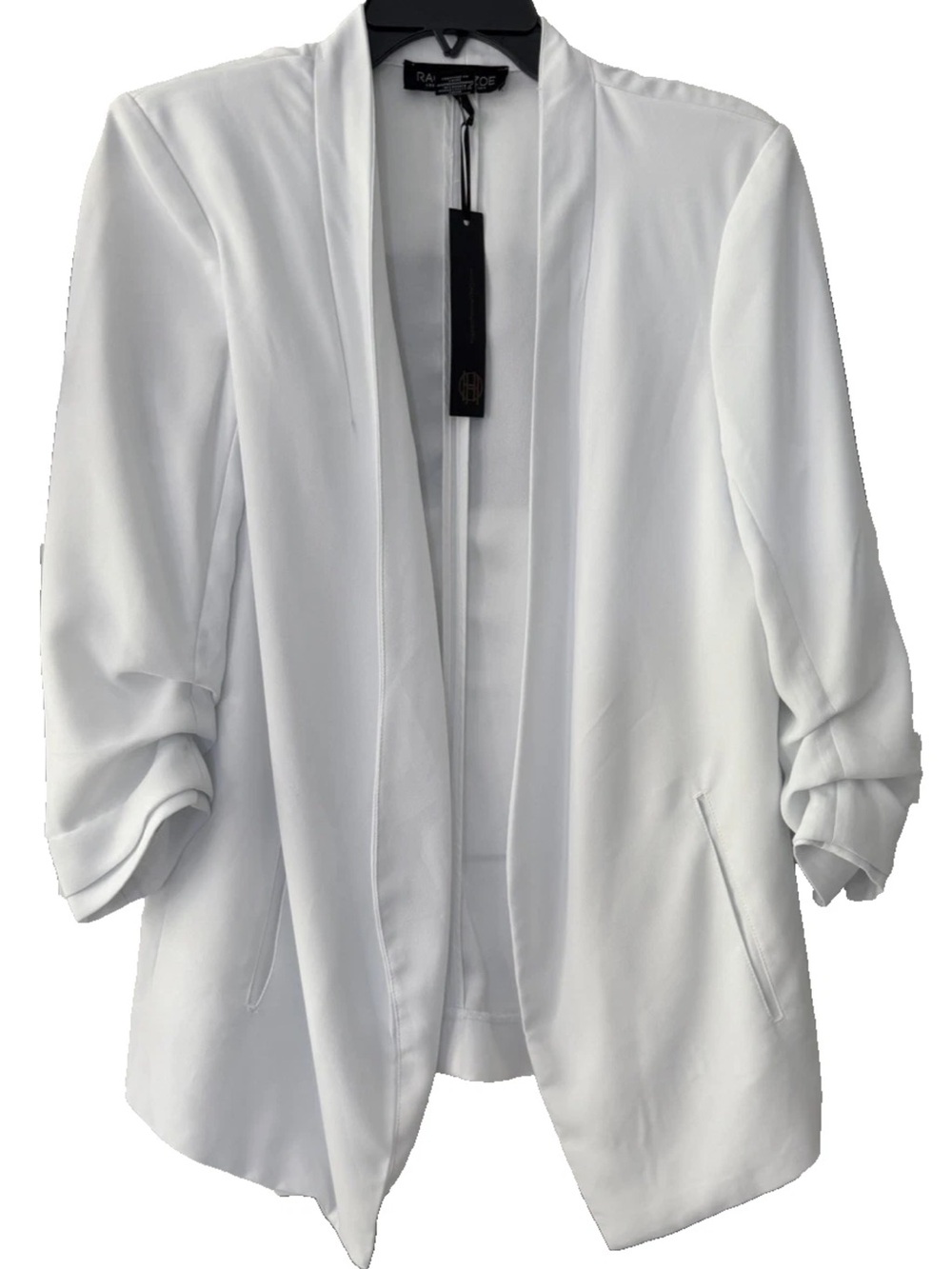 2 RACHEL ZOE Open Front Draped Blazer Jacket 3/4 sleeve stretch coat - Picture 4 of 6